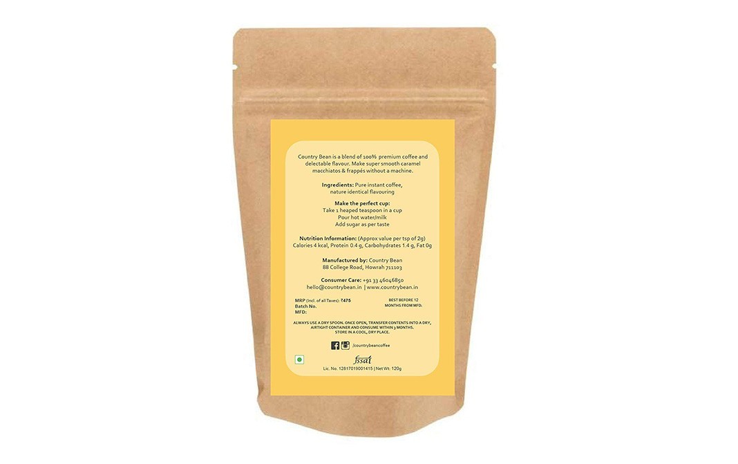 Country Bean Toasty Caramel Instant Coffee    Pack  120 grams